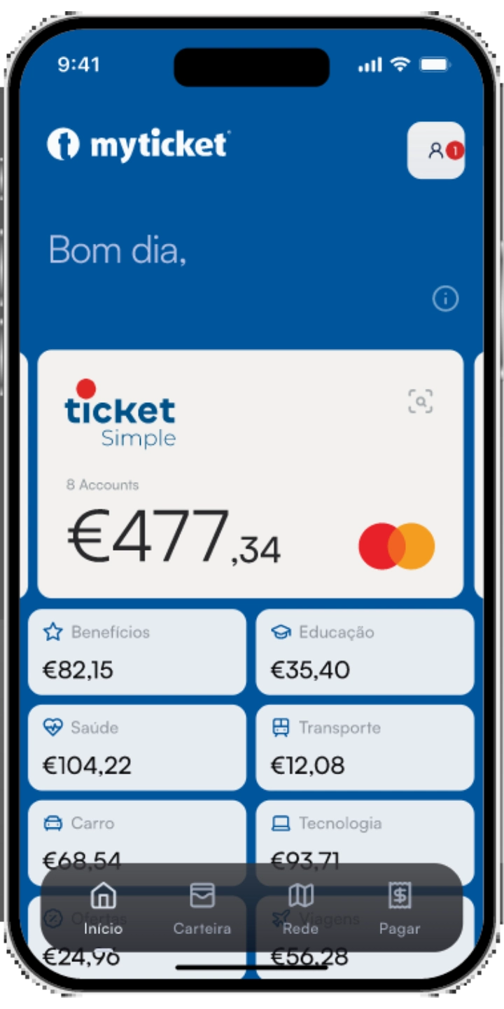 Aplicação myticket num telemóvel
